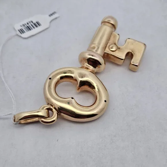 18K Yellow Gold Hollow Large Key Pendant 2.75x1.5 Inches 8-10mm Thick